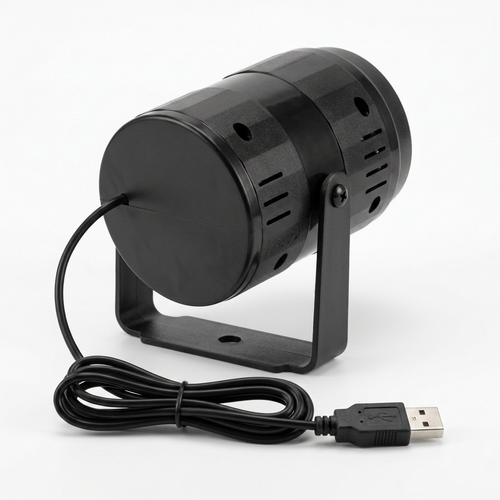 Proiector LED de Crăciun, vedere din spate și cablu USB-A